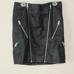 Leather Black Mini Skirt With Zippers